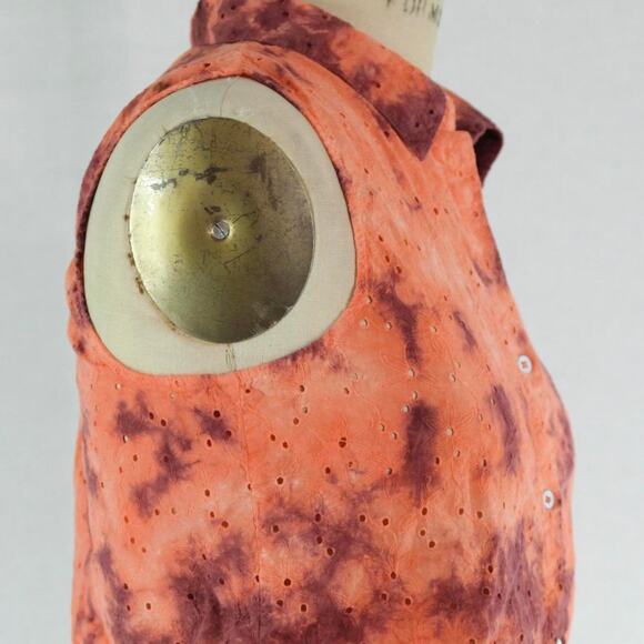 Womens Shirt Size XS Orange Tie Dye Tank Buttons Structured Hippie Vacation - Picture 4 of 7